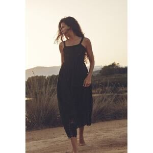Zara Black Combination Crochet Knit Dress Small NWOT